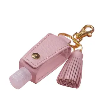 

30ml Portable Empty Hand Sanitize Bottle with Tassels Leather Keychain Holder