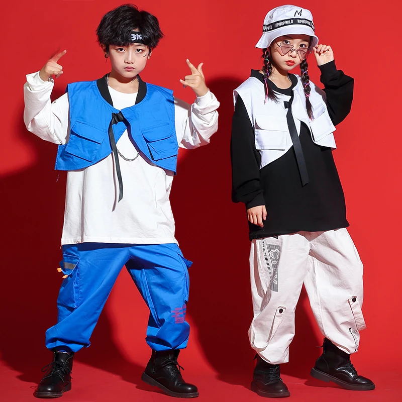 

Children'S Hip Hop Dance Clothes For Grils Boys Jazz Dance Outfit Hiphop Overalls For Kids Stage Street Dance Costumes SL5632