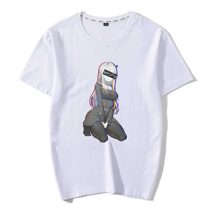 

Man's Darling In The Franxx T Shirts Zero Two Waifu Funny Short Sleeves Anime Manga Tees clothing Pure Cotton Normal T-Shirts