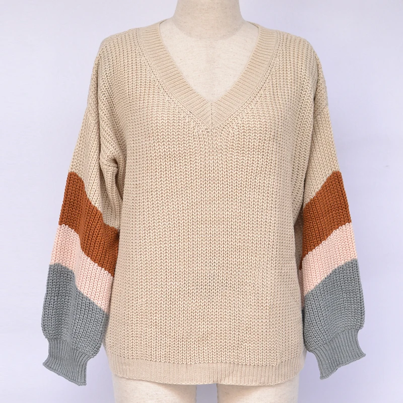 Sollinarry оверсайз серый лоскутный свитер Джемперы Женские шикарные вязаные свитера осень зима женские уличные пуловеры