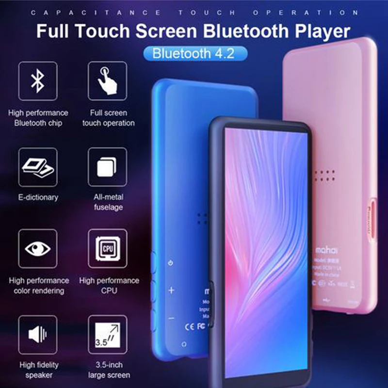 Полноэкранный Bluetooth MP3 плеер M9 сенсорный экран FM радио запись изображений