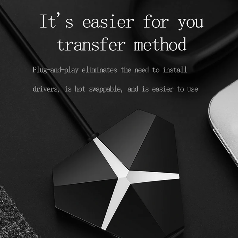 4-port USB 3.0 Hub Adapter, Splitter For Android, For IPhone, For Tablet Support 2TB Mobile HDD