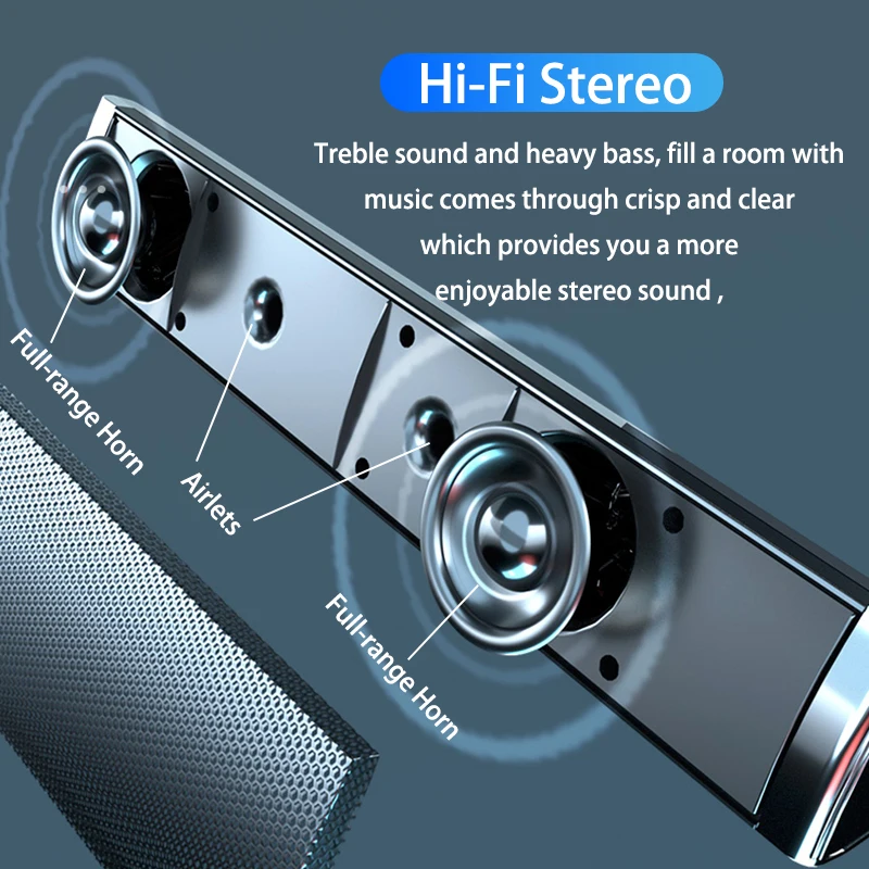 2020 TV Sound Bar USB Wired and Wireless Bluetooth