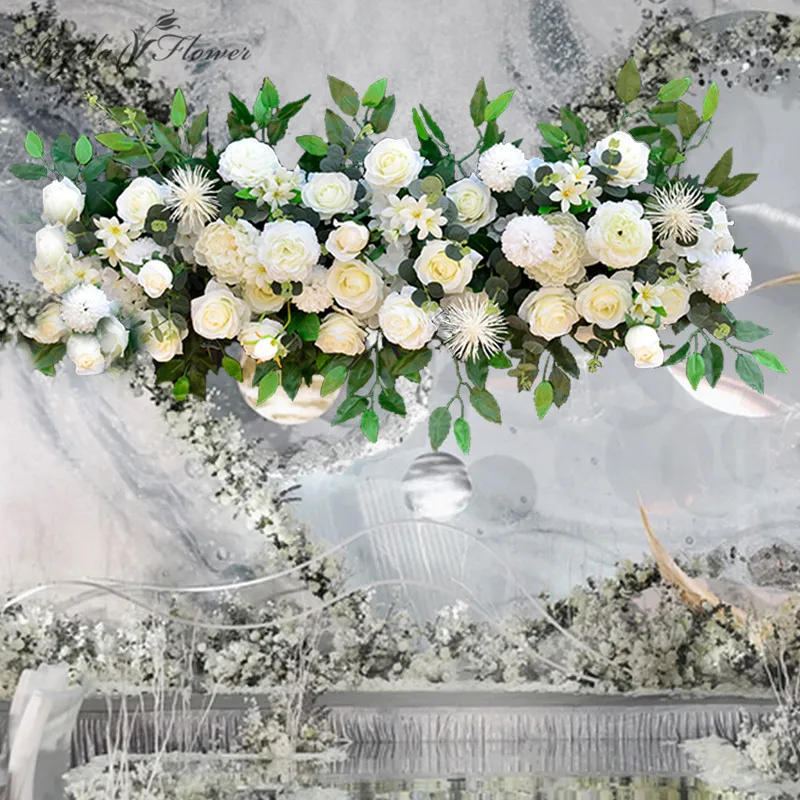 

Wedding arch flower row arrangement DIY party decor silk flower rose peony table centerpiece artificial flower ball table runner
