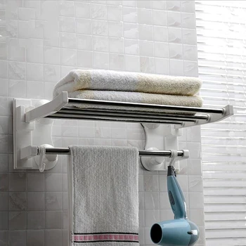 

40cm Long Suction Cup Towel Bars Stainless Steel Bath Towels Rod Rack Home Bathroom Storage Organization Easy Installation