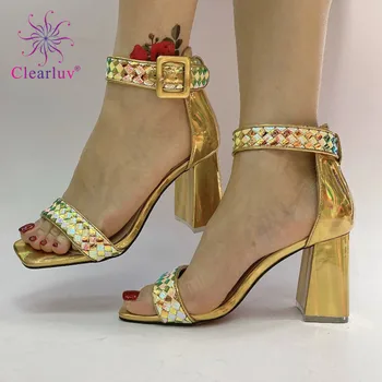 

Gold Color Wedding Shoes for Women Italian In Women's High Quality African Wedding Shoes Rhinestone Women Wedding Shoes Elegant