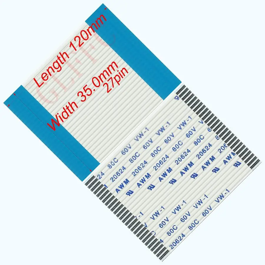 

27pin 1.25pitch 100/150/200/300mm-450mm A-type Flexible Flat Cable FFC awm 20624 ROHS for TTL LCD DVD Computer