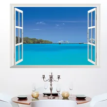 Стиль 14161 Taobao 3D Гавайский стиль вид на море окно гостиная телевизор задний фон на стену клейкая бумага