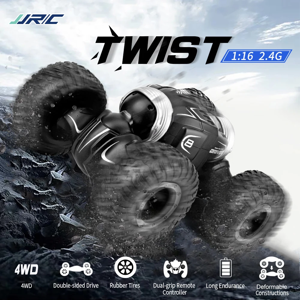 

JJRC Q70 Twist 2.4Ghz 1/16 4WD RC Car RC Stunt Car Climbing Car Double-Sided Deformable All-Terrain Stunt Car Kids RC Toy