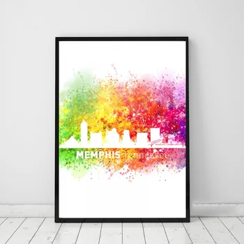 

Memphis watercolor landscape Poster Canvas Print Wall Pictures for Living Room No Frame