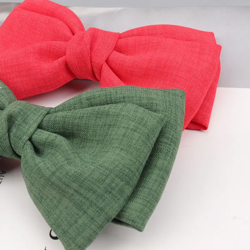 Elegant Handmade Double-Layer Flax Fabric Bow Hair Clip