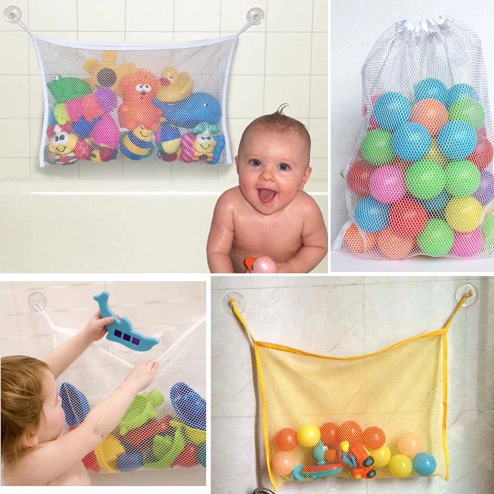 1 pièces 37*37 cm bébé salle de bain maille sac enfant bain jouet sac Net ventouse paniers