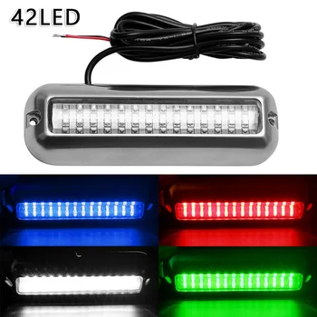

42 LED Blue Car Boat Light Pontoon Marine Transom Lamp Waterproof Stainless Steel