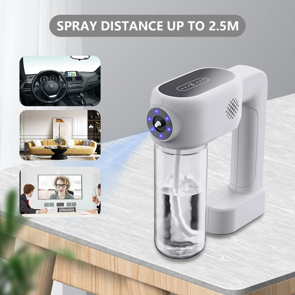 

Nano Spray Gun Blue Light Alcohol Disinfection Sprayer USB Rechargeable Atomization Disinfection Gun For Home Garden