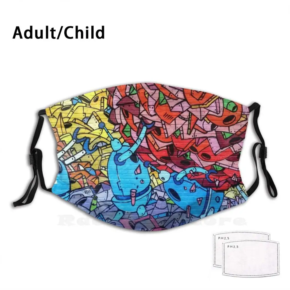 

Robots Wall Arts Adult Kids Anti Dust Filter Diy Mask Graffiti Wall Mural Colorful Urban Grunge Artistic Spray Paint Artist
