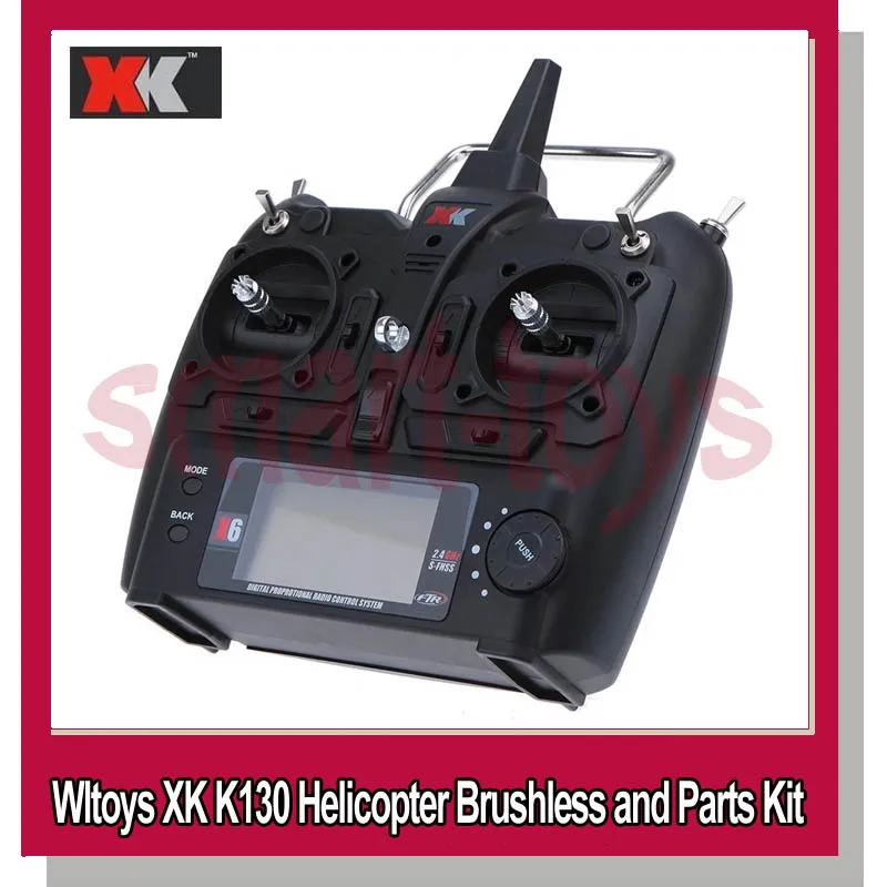 Émetteur télécommande K130 pour hélicoptère RC Wltoys XK, prise en main avec les sticks.