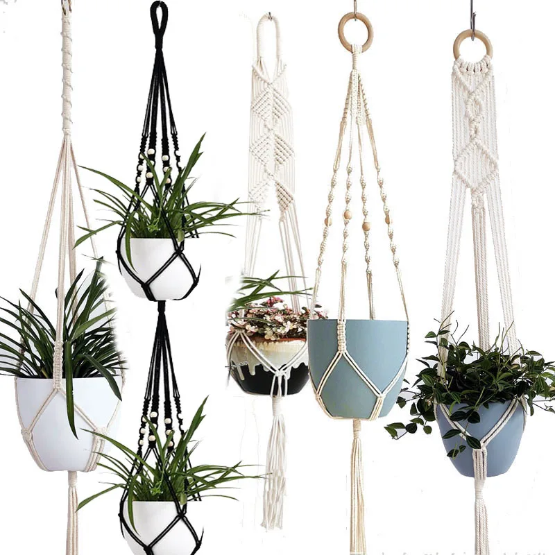 Plant-Hanger Pot-Tray Wall-Decoration Macrame Flower/pot Handmade Countyard/garden-Pot-Tray
