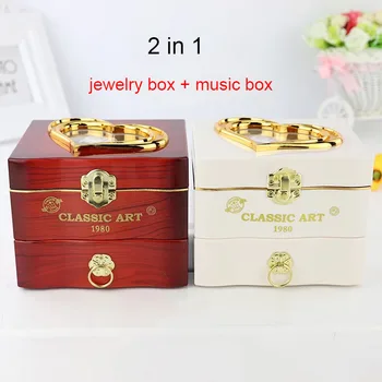 

Classic Rotating Dancer Ballerina Music Box Hand Crank Clockwork Plastic Jewelry Box Storage Girls Christmas Gifts 2 in 1