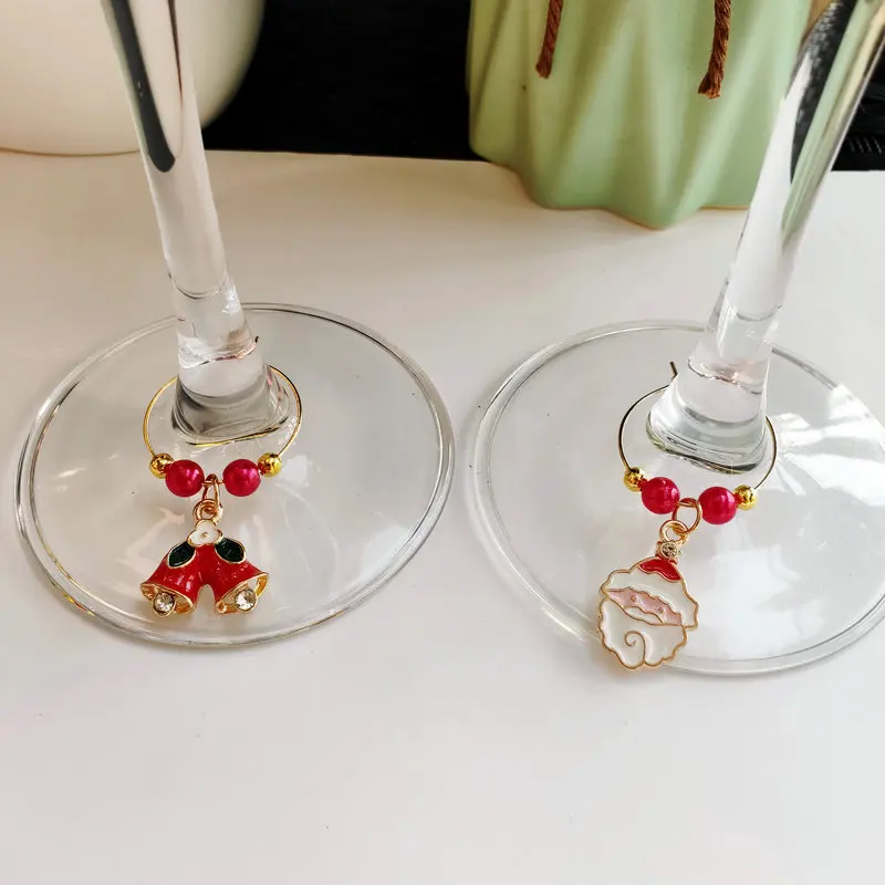 Christmas Party Wine Glass Marker Charms Rings Marker Bar Table Decorations Set of 6pcs