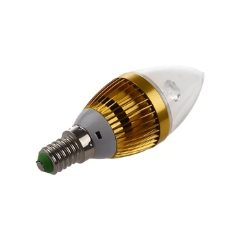 

Promotion! 3W E14 LED Light Bulb Candle Lamp Warm White 85V - 265V Golden shell