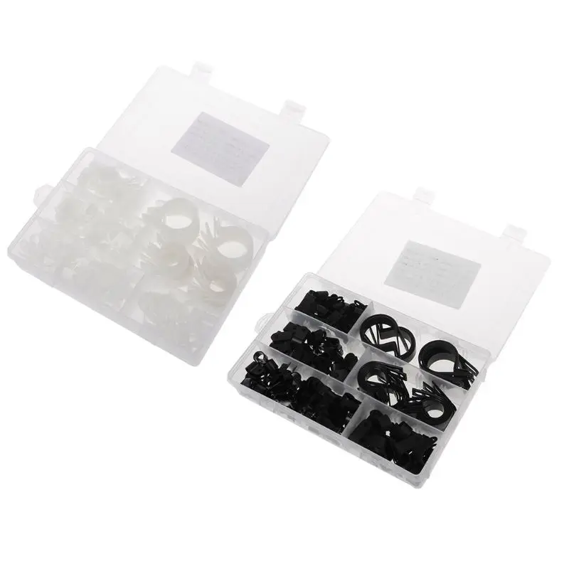 

200pcs Nylon Plastic P Fasteners Clips Clamps Assorted Box For Wire Cable Mounting Hose Pipe Conduit Kit 94PC