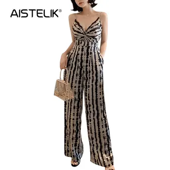

AISTELIK 2020 spring and summer new sexy suspenders drape wide-leg trousers strapless jumpsuit jumpsuit