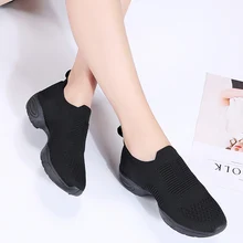 Женская прогулочная обувь; обувь из сетчатого материала для бега; обувь для фитнеса на платформе; слипоны; кроссовки с воздушной подушкой; Современная танцевальная обувь для спортзала