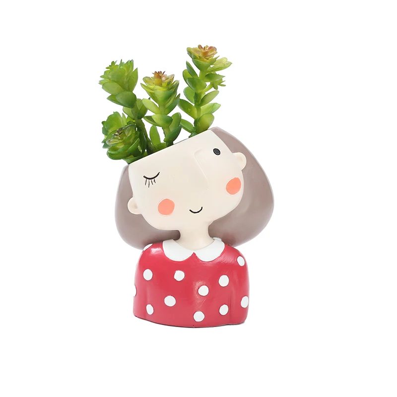 

2019 new Succulent Plant Pot Cute Girl Flower Planter Flowerpot Creat Design Home Garden Bonsai Pots for Birthday Gift