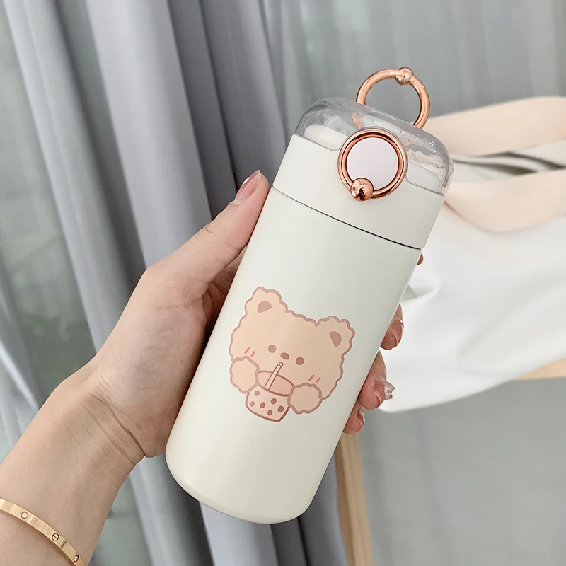 1000/1400ml Cute Bear Water Bottle With Straw Plastic Kawaii Water Jug  Juice Milk Bubble Tea Portable Gym Drink Bottle BPA Free
