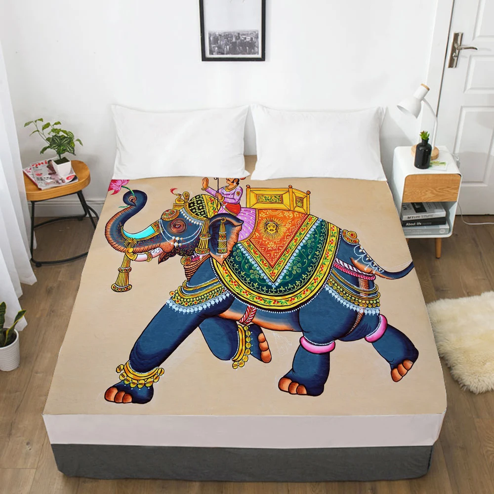 Slepen hersenen Verdorren 1Pc Hoeslakens Matrashoes Met Elastische Band 3D Laken Beddengoed 200X200  200X220 Laken aanpassen Bohemian Olifant|Blad| - AliExpress