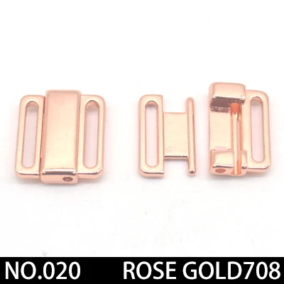 2pcs/lot silver gold Rectangle Tape Closure Hook& Clasp Rhinestone bra buckle Waist Extenders Sewing On Clothes Bra Clip Hook - Цвет: 020 12mmrosegold2pcs