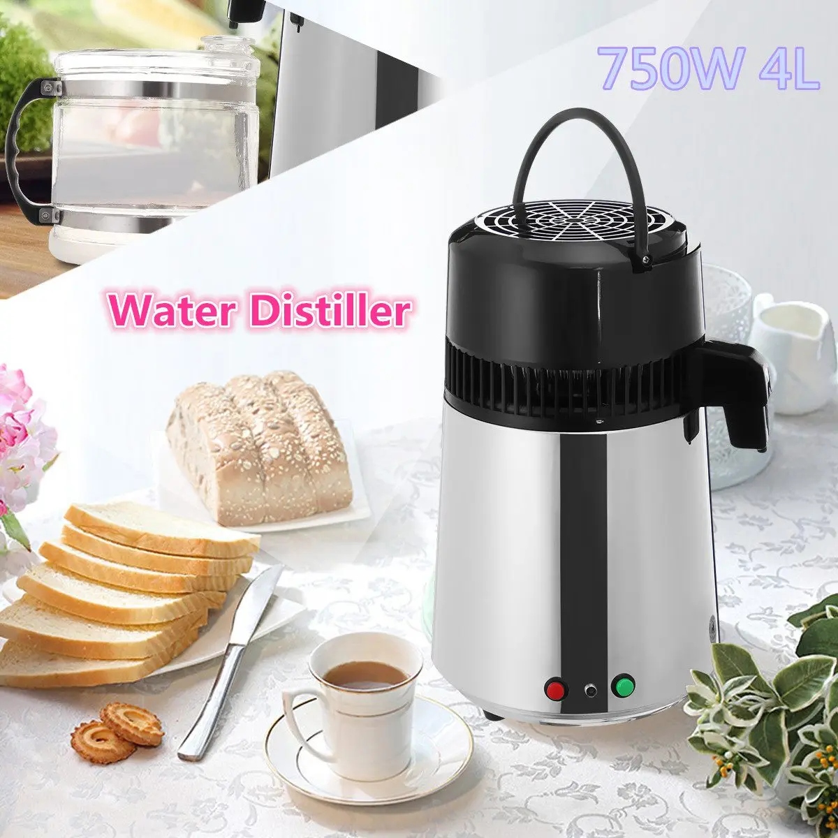 750W 4L Pure Distiller Distilled Water Machine Household Stainless Steel Water Purifier Container Filter Distilled Water Machine|Water Filters| - AliExpress