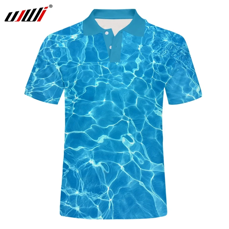 

Рубашка-поло UJWI Мужская, брендовая Повседневная, с коротким рукавом, для бассейна, летняя, большие размеры США