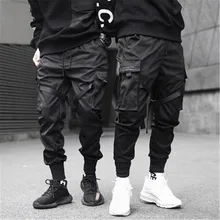Мужские штаны для бега, черные брюки, спортивные штаны, Уличная Одежда для танцев, спортивные штаны, повседневные штаны в стиле хип-хоп с завязками, мужская одежда