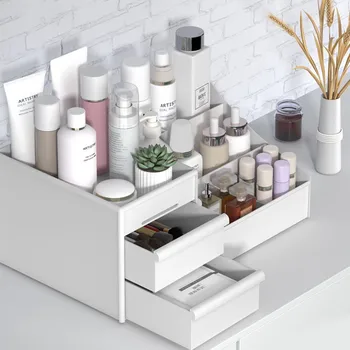 

Desk Organizer Large Capacity Cosmetic Storage Box Makeup Drawer Organizer Jewelry Stationery Plastic Organizer Drawer Boxes