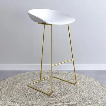 

Nordic Bar Stools Gold Wrought Iron Stool European Modern Minimalist Home Backrest High Chair Creative Net Red Bar