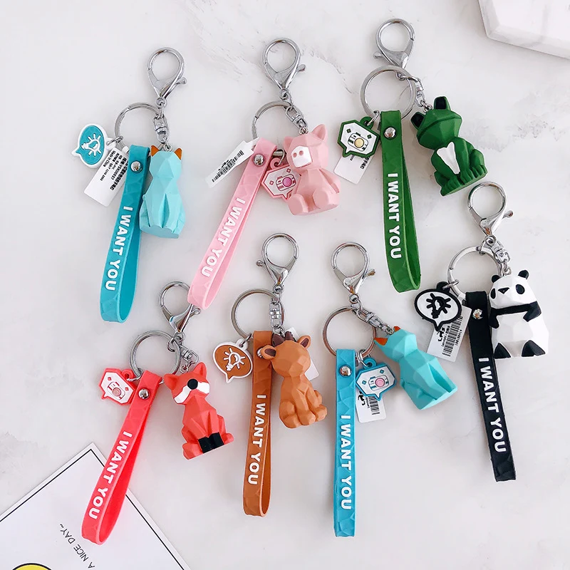 

1PC New Cute Dinosaur Keychain Cartoon PU Resin Key Ring For Creative Animal Car Bag Phone Handbag Jewelry Accessories