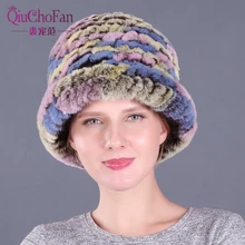 Женский Настоящий мех кролика черный топ шапки зимние теплые наушники Кепка с покрывалом ручной работы пушистые мягкие