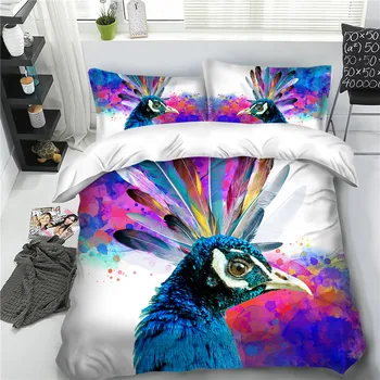 

Home Textile Comforter Bedding Set Colorful Bird Bedclothes Cartoon Animal Double Size Bedding Duvet Cover Set for Children Bed