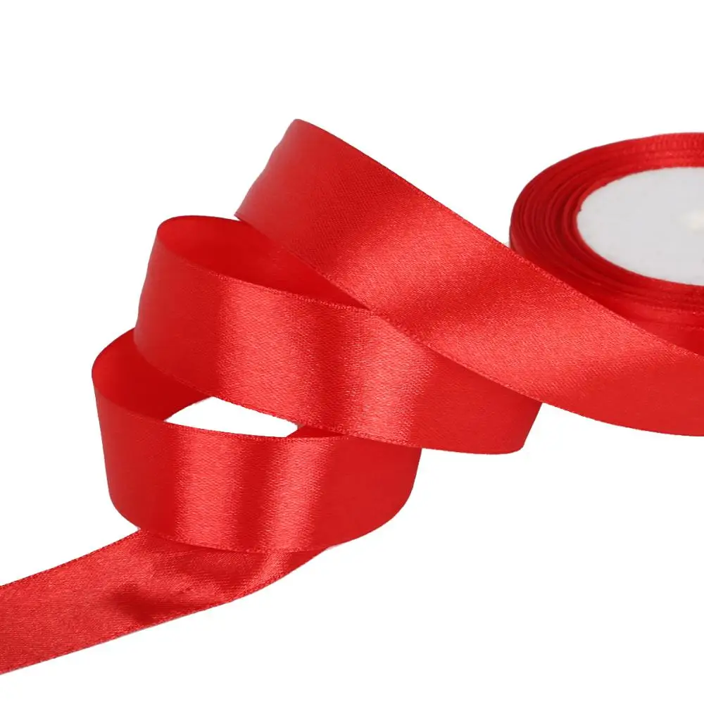 Red 7/10/13/15/20/25 мм, 25 ярдов атласная лента для рукоделия Декор Свадебная вечеринка украшения подарочной упаковки принадлежности для скрапбукинга - Цвет: Red