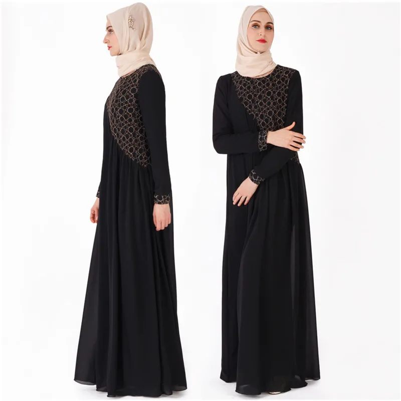 Мусульманское платье длинное женское праздничное платье халат костюм Longuette кружевная пряжа Женская Кафтан Дубай Vestido Moroccan abaya Islamic Clothes