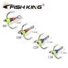 FISH KING 5pcs/pack High Carbon Steel  Winter ice Fishing Hooks Overturned Barbed Trebles Hooks With Diamond Eye Fishing Tackle ► Photo 3/6