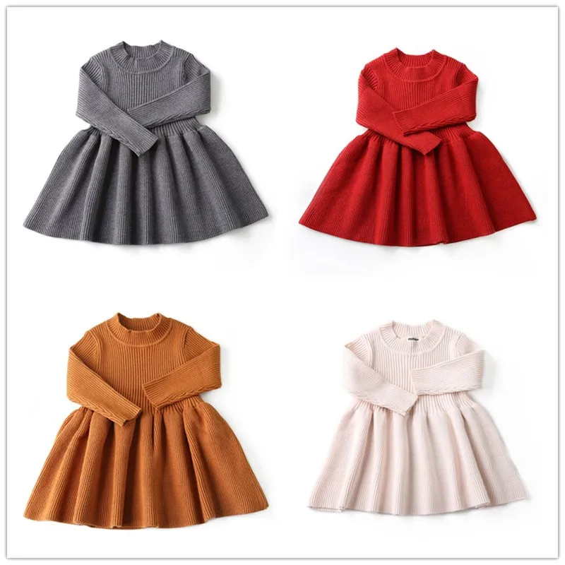 

Baby Girl Dress Autumn Clothes Knitted Lattice Kids Toddler Dress For Girl Princess Cotton Warm Kids Dress For Girl Baby Clothes