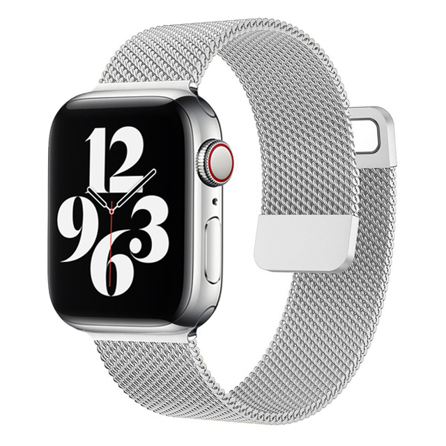 For Apple watch Band 7 45mm 40mm 38mm 42mm 41 44 mm Accessorie milanese Loop Metal bracelet for iWatch series 7 4 5 6 se 3