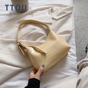 

Women Handbag Retro Alligator Subaxillary Bag Vintage Small Triangle Square Bags Leather Retro Shoulder Bag Solid Color Tote
