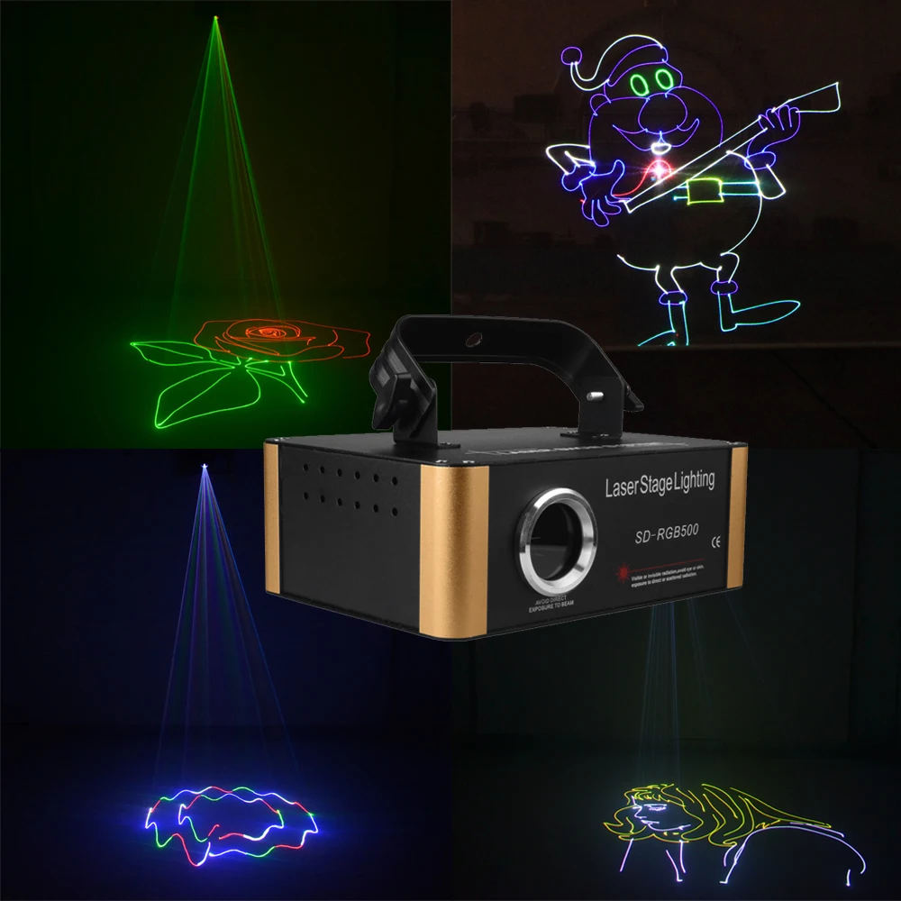 Sharelife 500mw RGB DMX Animation SD Card Laser Light Projector Stage