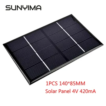 

SUNYIMA 1Pcs Solar Panel 4V 420mA Mini Solar System DIY For Battery Cell Phone Chargers 140*85MM Monocrystalline Silicon DIY