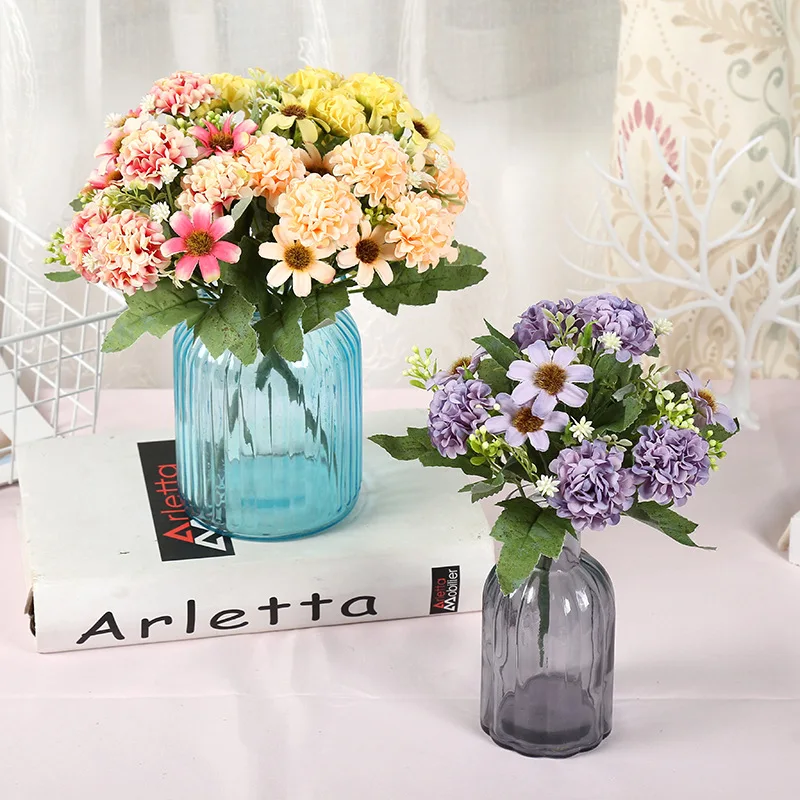 

1 bunch 10 heads hydrangea Daisy artificial flower fake silk flower bride held flowers wedding decoration diy Party home decor