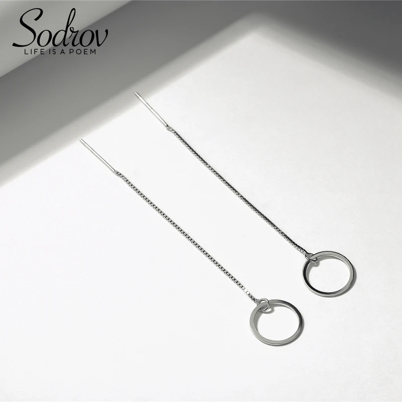 Sodrov 925 браслет из чистого серебра висячие серьги изящный драгоценный подарок женские длинные серьги HE029