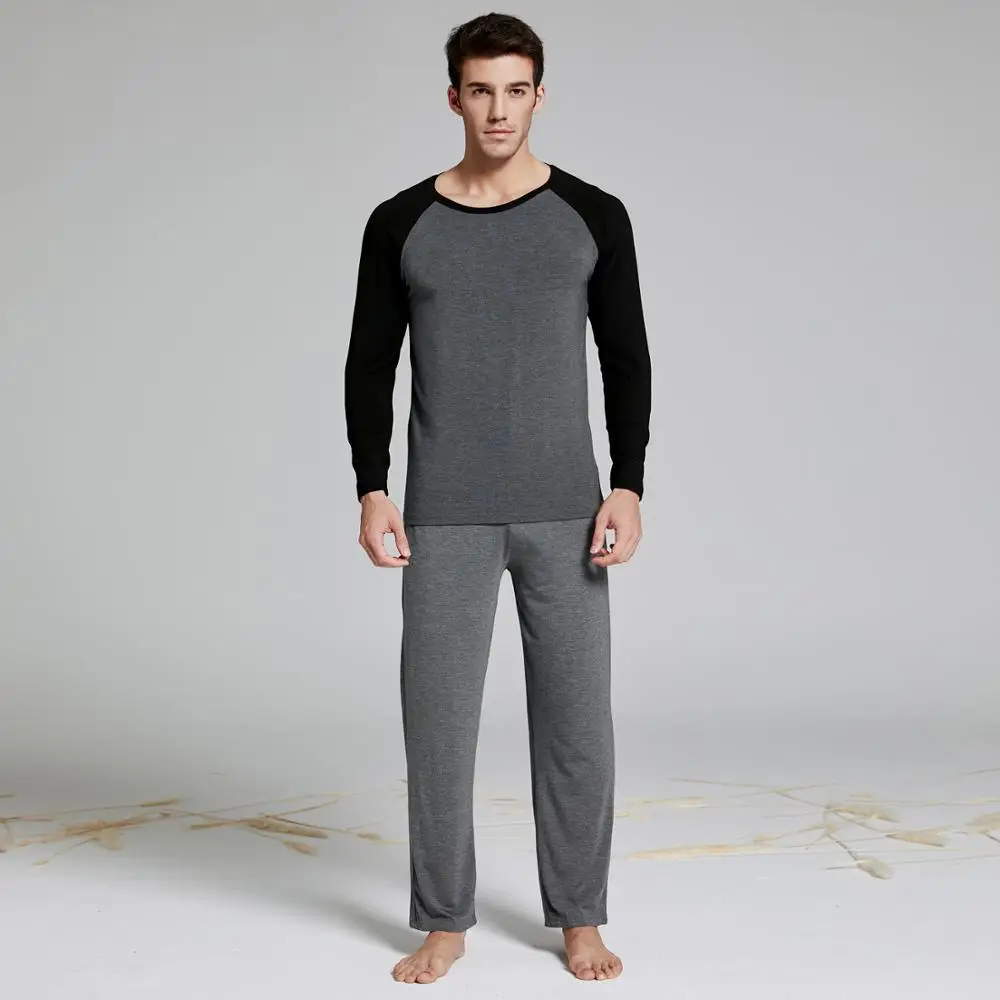 Modal cotton long-sleeved trousers pajamas pajama two-piece pajama suit men's long Johns home wear Modal cotton long-sleeved trousers pajamas pajama two-piece pajama suit men's long Johns home wear
